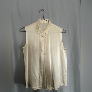 Satin, cream, sleeveless